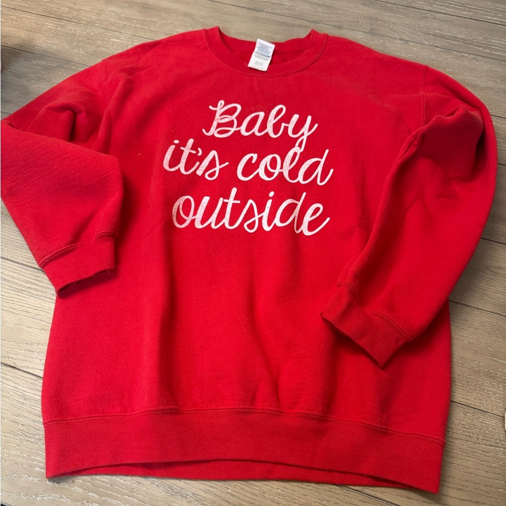 Festive Red Sweatshirt with White Script
